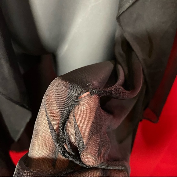 Vintage 90s Sheer Black Nylon Duster Robe – Goth Witchy Maxi Cardigan - Picture 9 of 10